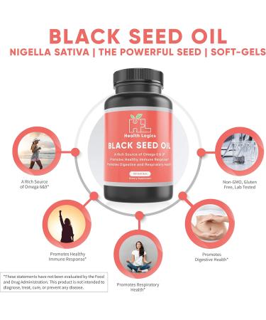 Health Logics - 100 Black Seed Oil Soft Gels - Cold Pressed for Max Potency - 100% Natural - GMO and Gluten Free - Buy Online on SooperMarket.com