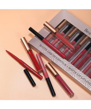 12-Piece Nude Liquid Lipstick & Lipliner Set - Long Lasting, Waterproof, Matte Finish - 24-Hour Stay, Non-Fading - Makeup Gift for Women (Set B) - Buy Online on SooperMarket.com