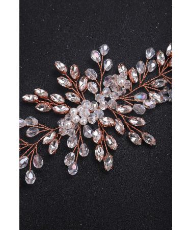 Bride Wedding Crystal Hair Vine Headband with Hairpins - Rose Gold - Buy Online on SooperMarket.com
