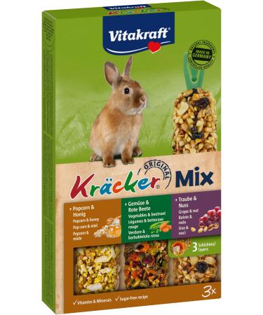 Vita power Kr cker Mix nibbles for dwarf rabbits with popcorn and honey with vegetables and beetroot with grape and nut without adding sugar and cereals (1x 3 pieces)