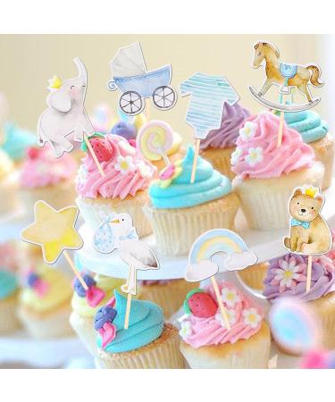 Rsstarxi 40 Pack Baby Shower Bear Cupcake Toppers Elephant Jumpsuit Stroller Rainbow Cupcake Picks Gender Reveal Cake Decorations for Baby Shower Kids Boys Birthday Party Decorations Design 2 Boy - Buy Online on SooperMarket.com