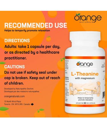 Orange Naturals L-Theanine & Magnesium Bisglycinate 250mg 60 Vegan Capsules - Enhanced Sleep & Relaxation Support Promotes Mental Calmness Optimal for Women & Men - Non-GMO Supplement - Buy Online on SooperMarket.com