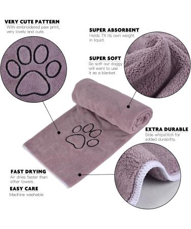 Kinhwa Super Absorbent Microfiber Pet Towel for Dogs & Cats | 2 Pack (50x90cm) - Gray & Violet | Ultimate Dog Bath Towel for Fast Drying - Buy Online on SooperMarket.com