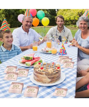 40 Pink Birthday Napkins - 60th Birthday Party Decor | 33x33cm Paper Napkins for Men Women & Girls - Buy Online on SooperMarket.com