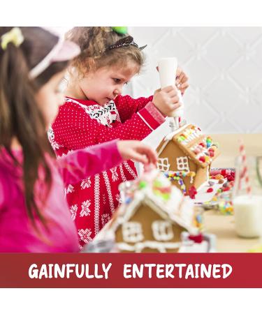 Christmas Mini Village Gingerbread House Kit - DIY Set with Candies, Fondant, Icing, Decorating Supplies, & Holiday Stickers - Buy Online on SooperMarket.com