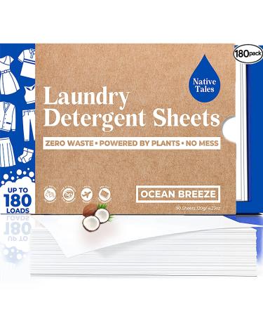 Laundry Detergent Sheets Eco Laundry Detergent Strips Portable for Travel and Saving Home Space Laundry Sheets Ocean Breeze Scent- 180 Loads Ocean-180 loads-old