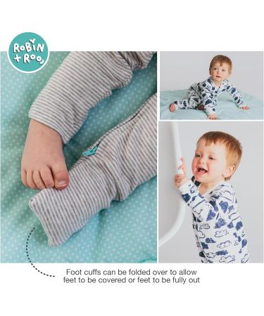 100% Cotton Two-Way Zipper Baby Sleepsuit Unisex Onesie 12-18 Months Navy Clouds - Buy Online on SooperMarket.com