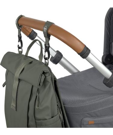 Eco-Friendly Casual Baby Changing Bag Backpack | Diaper Pad Stroller Attachment & Bottle Holder - GRE Rolltop Up in Olive - Buy Online on SooperMarket.com