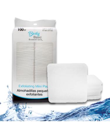 Mini Facial Exfoliating Pads, 100 Count per Pack: Makeup Remover and Cleanser Sponges for Face, Suitable for All Skin Types 100 Count (Pack of 1)