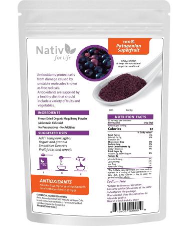 Nativforlife Maqui Berry Powder 4 Oz - 100% Pure Superfood Antioxidant from Chile - Buy Online on SooperMarket.com