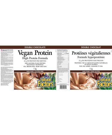 Natural Factors - Vegan Protein High Protein Formula Double Chocolate 1kg Powder - Buy Online on SooperMarket.com