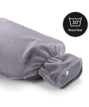 Blum Valley 1.5L Baby Heat Bottle - Soft Fleece Washable Natural Rubber - Cozy Gray Hot Water Bottle for Children - Buy Online on SooperMarket.com