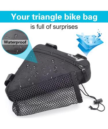 BOBILIFE Bike Triangle Frame Bag - Black w/ Bottle Holder | Cycling Storage Pouch for Road & Mountain Bikes - Buy Online on SooperMarket.com