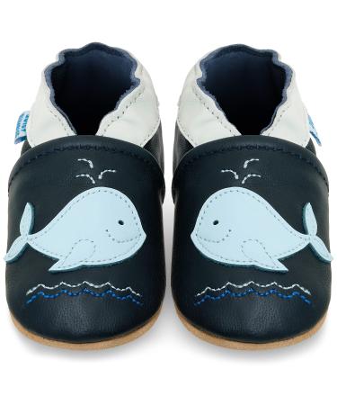 Baby Shoes with Soft Sole - Baby Girl Shoes - Baby Boy Shoes - Leather Toddler Shoes - Baby Walking Shoes 2-3 Years Blue Whale