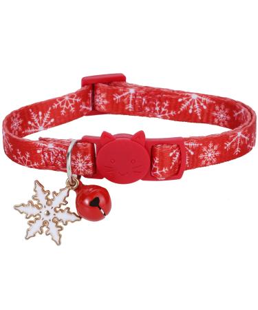 BoomBone Snowflake Small Dog Collar Breakaway with Bell ANG Winter Charm