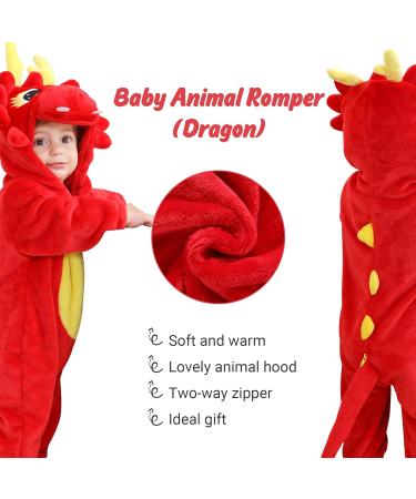 COOKY.D Unisex Winter Hooded Romper Jumpsuit | Dragon Design | 12-18 Months - Buy Online on SooperMarket.com