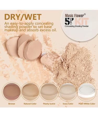 Pure Vie 5 Color Face Press Powder Foundation Palette | Sleek Contour & Highlight Makeup Set | Minimizes Pores, Perfects Skin, & Long-lasting Formula - Buy Online on SooperMarket.com