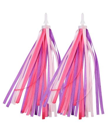 kuou 1 Pair Handlebar Tassels Children's Bicycle Handlebar Fringes Colorful Handlebar Ribbons Bicycle Streamer Ribbon for Decoration