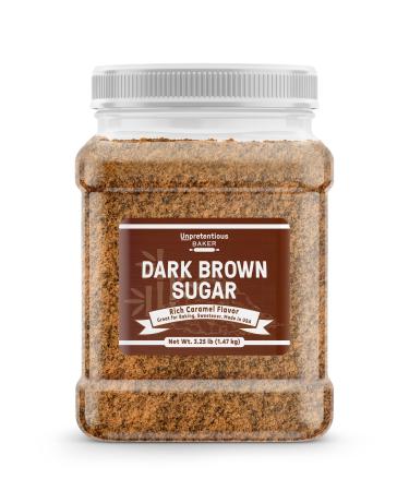 Dark Brown Sugar By Unpretentious Baker 3.25 lb, Great for Baking, Rich Caramel Flavor, Sweetener 3.25 Pound