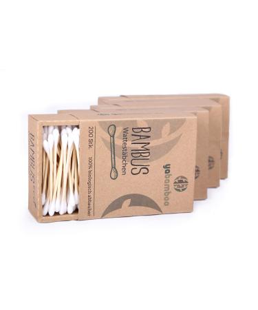 Yabamboo bamboo cotton swab 4 -pack (800 pieces) l 100% biodegradable sustainable & vegan i compostable i without plastic 800 pieces (4 Pack)