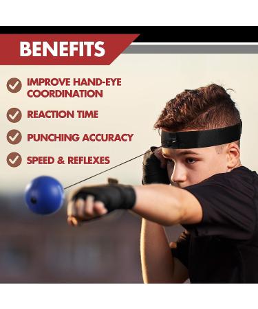 Boxing Reflex Ball Set for Adults and Kids - Improve Hand Eye Coordination and Punching Speed - Set of 3 React Balls with Headband and Carry Bag - Buy Online on SooperMarket.com