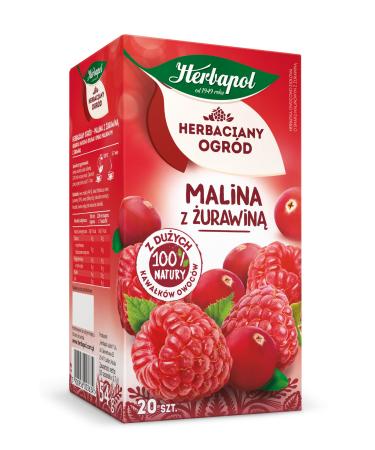 Raspberry & Cranberry Tea Natural Pure And Refreshing Herbal Fruit Infusion Herbapol (Tea bags 40 count) Tea bags 40