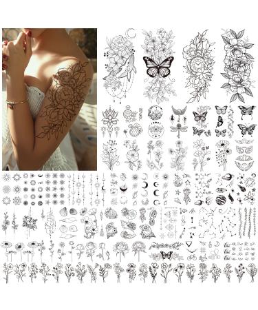 Celaza Temporary Tattoos for Women  275 Styles Fake Tattoo Stickers that Look Real and Last Long  Sexy Black Henna Tatuajes Temporales for Body Stickers - 61 Sheets