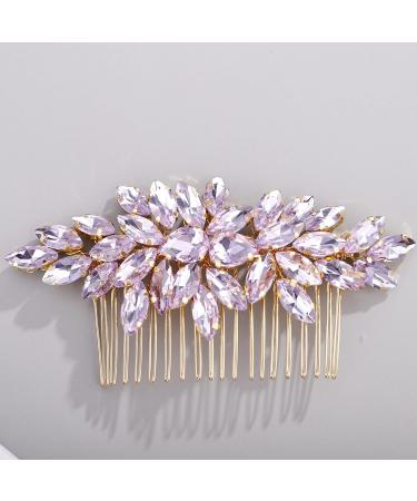 Chargances Lavender Crystal Bridal Hair Comb - Handmade Rhinestone Hair Clip for Bride, Wedding, Prom - Fashion Hair Accessory - Buy Online on SooperMarket.com
