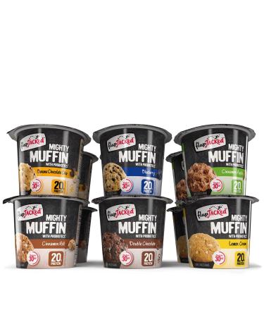 FlapJacked Mighty Muffins, Power Breakfast Variety, 12 Pack | 20g Protein + Probiotics