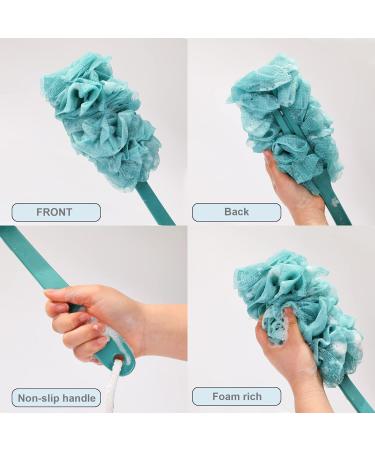 2 Pack Bath Brush Set: Long-Handled Luffa Brush & Double-Sided Bristle Brush with Hooks - Buy Online on SooperMarket.com