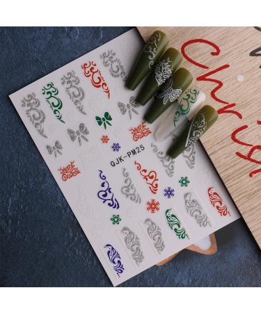 JMEOWIO Glitter Christmas Nail Stickers - 10 Sheets Snowflake Xmas Winter Holiday Deer Design Decals for Nail Art - Buy Online on SooperMarket.com