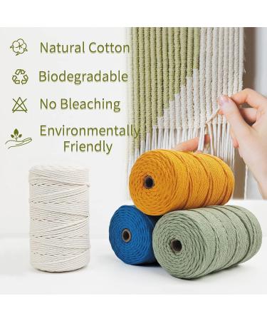 LEREATI 3mm Macrame Cord 219 Yards | Natural Cotton Twine for Crafts | Thick Colored Macrame Rope Yarn for DIY Projects | Peacock Blue Macrame String - 3mmx219yards - Buy Online on SooperMarket.com
