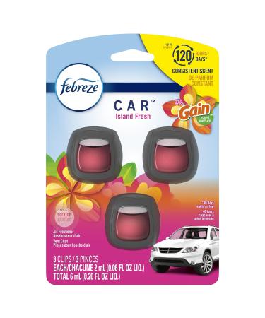 Febreze Car Air Freshener Vent Clip Gain Island Fresh Scent 2 mL Car Vent Clip 2 Count