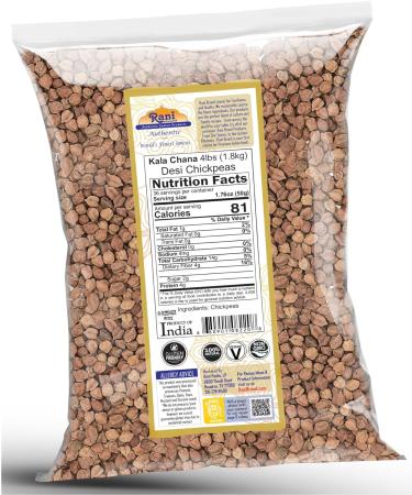 Rani Kala Chana 64oz (4lbs) - All Natural, Gluten Friendly, Non-GMO, Vegan | Indian Origin Black Chickpeas with Skin - 1.81kg Pack - Buy Online on SooperMarket.com