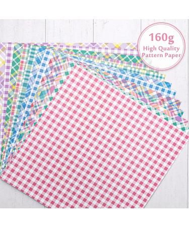Whaline Pastel Plaid Pattern Paper 24 Sheet Pack - Double-Sided Craft Paper for Easter Decor, Scrapbook, Card Making - 30 x 30cm - Buy Online on SooperMarket.com