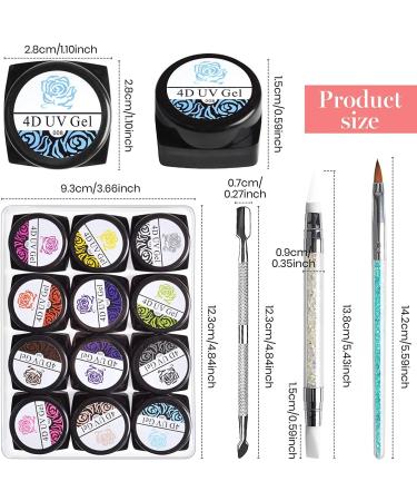 Kalolary Sculpture Carved Nail Gel Set - 12 Colors Gel Polish with Sculpture Pen, Cuticle Pusher, and Carving Brush - Buy Online on SooperMarket.com