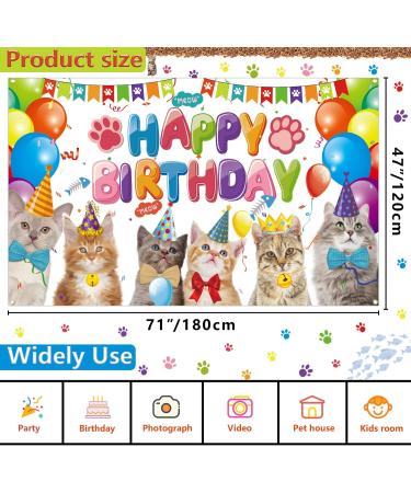 Cat Happy Birthday Backdrop Cat Birthday Party Decorations Kitten Photography Background for Pets Kitty Lover Kids Cat Theme Birthday Party Supplies - Buy Online on SooperMarket.com