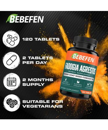 BEBEFEN Premium Fadogia Agrestis Supplement - 3750mg Per Serving with Horny Goat Weed & Tongkat Ali - Performance, Strength, Energy Support - 120 Tablets - Buy Online on SooperMarket.com