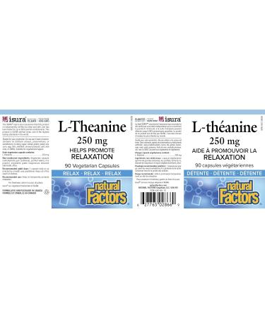 Natural Factors L-Theanine 250 mg 90 vegetarian capsules Helps Promote Relaxation One-per-Day Non-Drowsy - Buy Online on SooperMarket.com