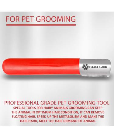 FLAMIA & JABZ Right-Handed Stainless Steel Stripping Knife for Dogs - Premium Plastic Handle - Buy Online on SooperMarket.com