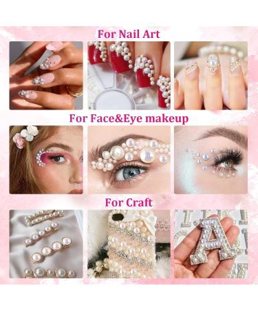 Flat Back Pearls Kit - 3800 Pcs, 3 Boxes, AB+ White AB+ Beige AB Half Round Pearls for Nail Art & DIY Crafts with Pickup Pencil and Tweezer - Buy Online on SooperMarket.com