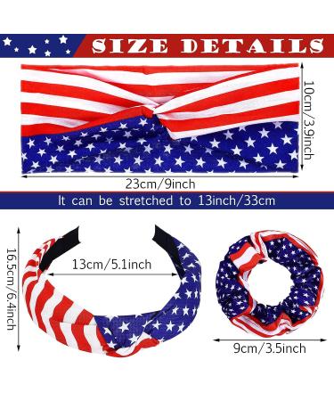 Patriotic American Flag Headband Set | 4th of July Hair Accessories Kit with Scrunchies - Buy Online on SooperMarket.com