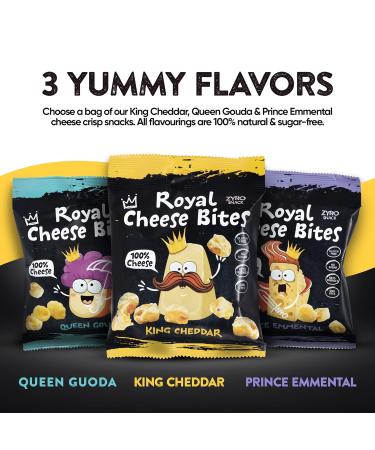 Royal Cheese Bites - 10 Bags of Low Carb Keto Snacks | Natural Oven-Baked Protein Snack | Gluten-Free Healthy Treats for Kids & Adults - Buy Online on SooperMarket.com