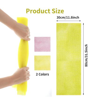 African Exfoliating Net Sponge Set - Premium Nylon Body Scrubber for Daily Use (Pink+Yellow) - Buy Online on SooperMarket.com