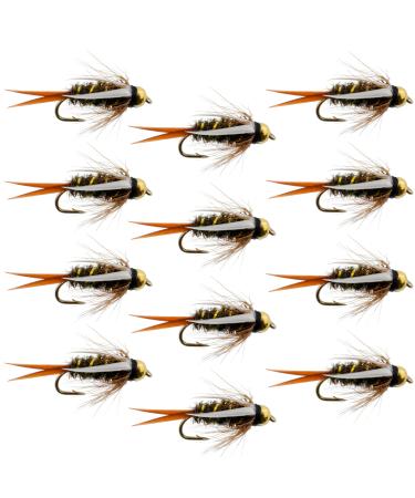 The Fly Fishing Place Tungsten Beads Prince Nymphs Fly Fishing Set of 12 Fly Hooks Size 16 1 Dozen