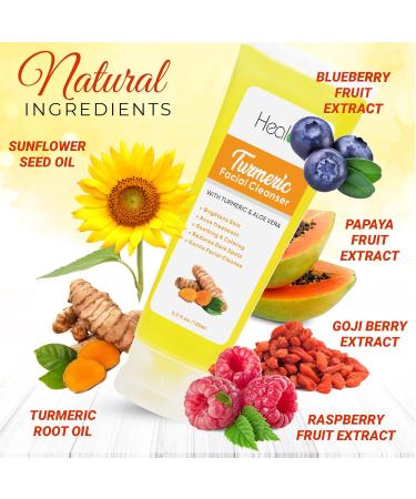 Turmeric Face Wash | 100% Natural Anti-Aging Facial Cleanser for Clear Skin Spots & Sun Damage Exfoliating Turmeric Soap Detox Treatment - Buy Online on SooperMarket.com