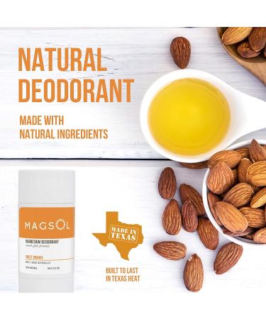 Organic Magsol Magnesium Deodorant - Sweet Orange 3.2 oz (95 g) | Aluminum-Free Natural Deodorant - Buy Online on SooperMarket.com