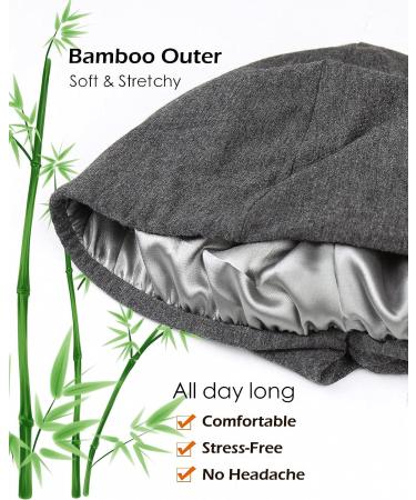 Satin Lined Halo Turban Set for Men - X-Large Black & Dark Heather Grey - Buy Online on SooperMarket.com