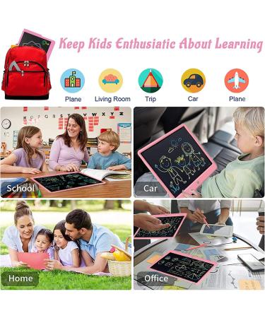 DEECAM 15-Inch Pink LCD Writing Board for Kids | Reusable Educational Tablet with Locking Function | Perfect Gifts for Boys & Girls - Buy Online on SooperMarket.com