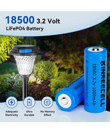 LiFePO4 18500 Rechargeable 3.2V 1000mAh Solar Battery - Perfect for Outdoor Solar Lights & Flashlights (4 Pack - Buy Online on SooperMarket.com